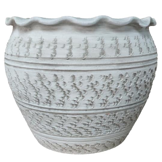 Michaels, 10" White Etched Ceramic Pot by Ashland® – Category: Spring Vases, Containers and Hangers